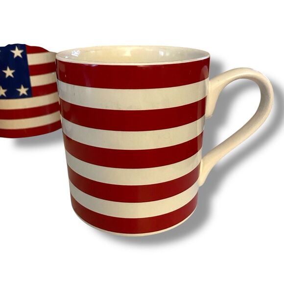 Vintage Set Of 4 RALPH LAUREN Hampton’s Flag 12oz COFFEE MUGS CUPS Americana - Picture 4 of 12